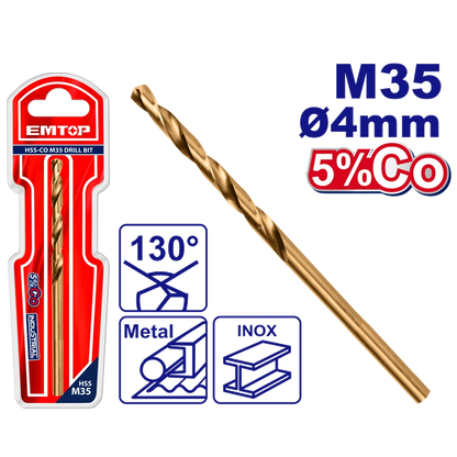 Mèches acie M35 HSS ø 4MM EMTOP ETDB130401