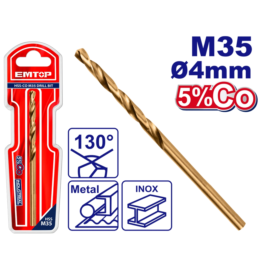 Mèches acie M35 HSS ø 4MM EMTOP ETDB130401