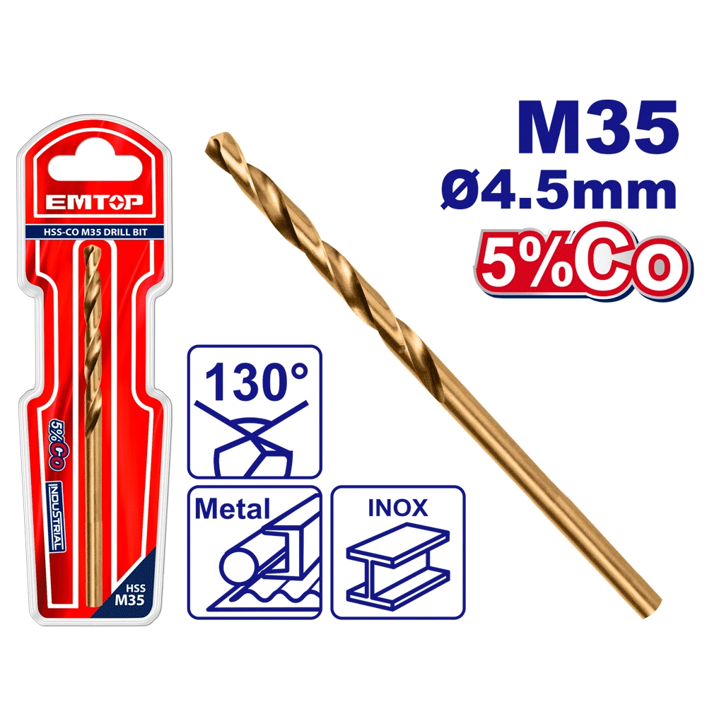 Mèches acie M35 HSS ø 4.5MM EMTOP ETDB130451