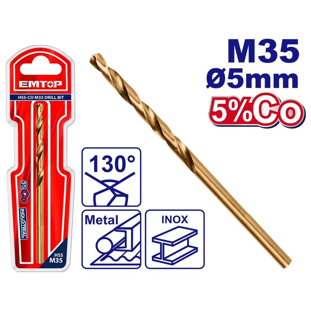 Mèches acie M35 HSS ø 5MM EMTOP ETDB130501