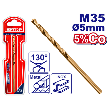 Mèches acie M35 HSS ø 5MM EMTOP ETDB130501