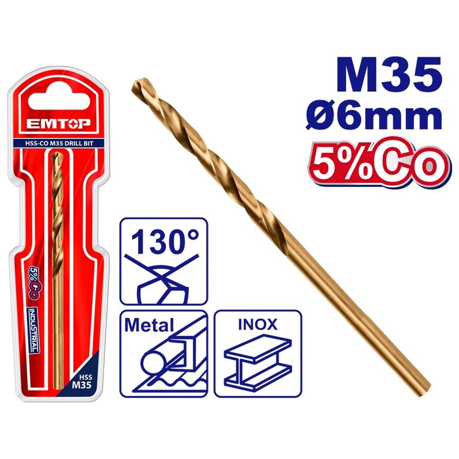 Mèches acie M35 HSS ø 6MM EMTOP ETDB130601