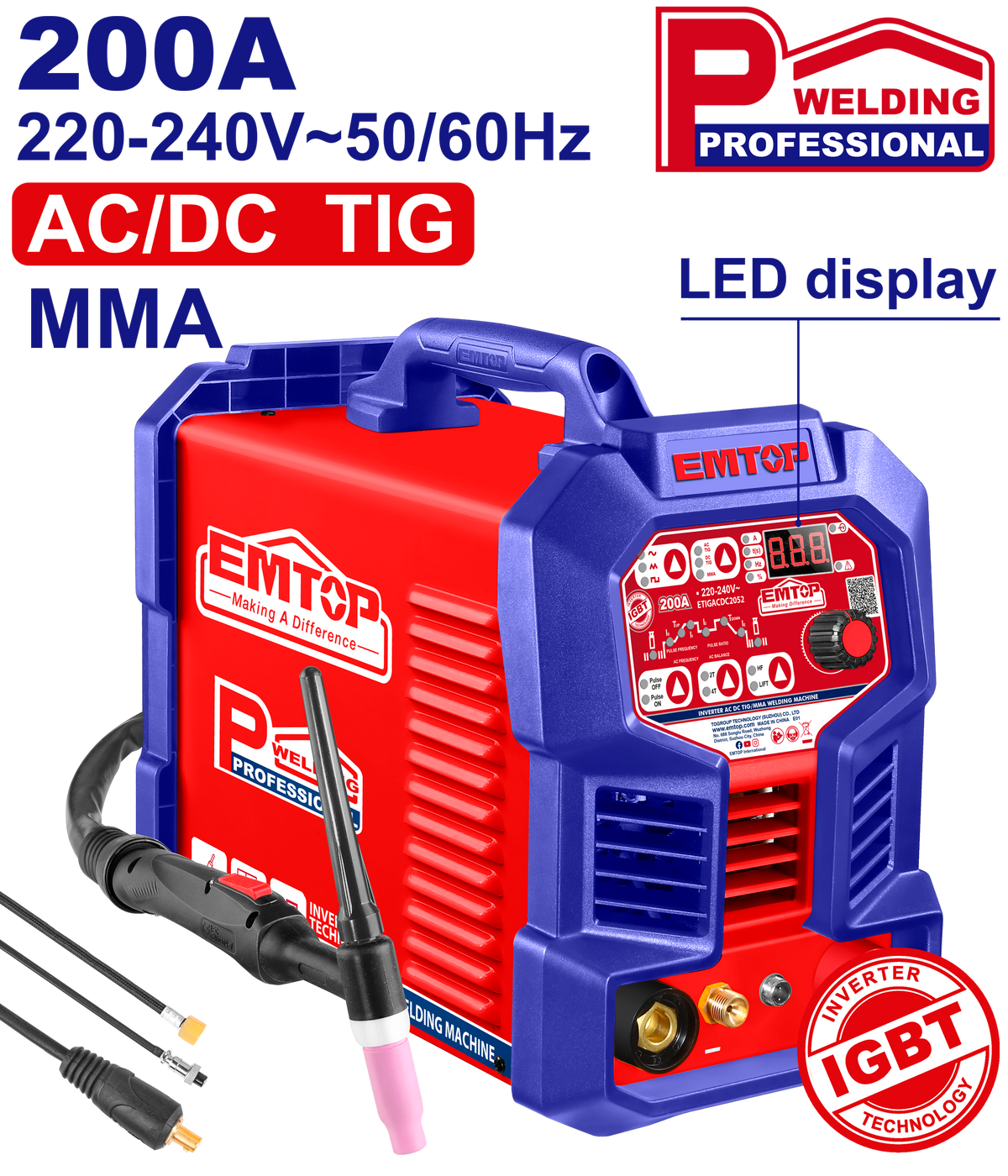 Poste à souder tig/mma acdc EMTOP ETIGACDC2052