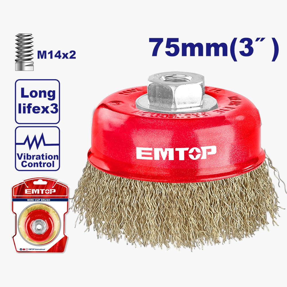Brosse metalique Ø75MM RPM8500R EMTOP EWCB10755