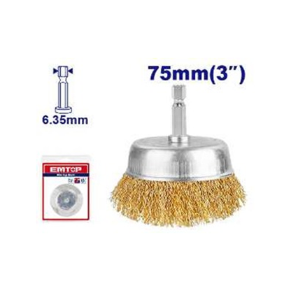 Brosse métallique avec tige Ø75MM EMTOP EWCB30751