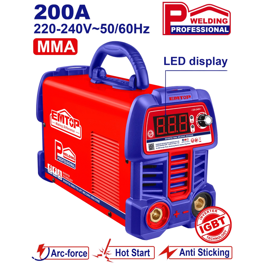 Poste de soudage mma 200A pro+ac EMTOP EWDEM2061