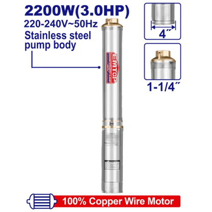 Pompe immergée 4″3HP h 180M 220V EMTOP EWPPD22001