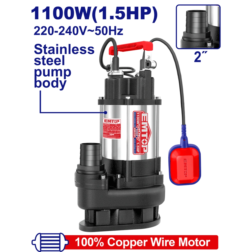Pompe sub 2″1.5CV H15M 366L/MIN EMTOP EWPPQD11001
