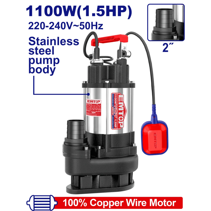 Pompe sub 2″1.5CV H15M 366L/MIN EMTOP EWPPQD11001