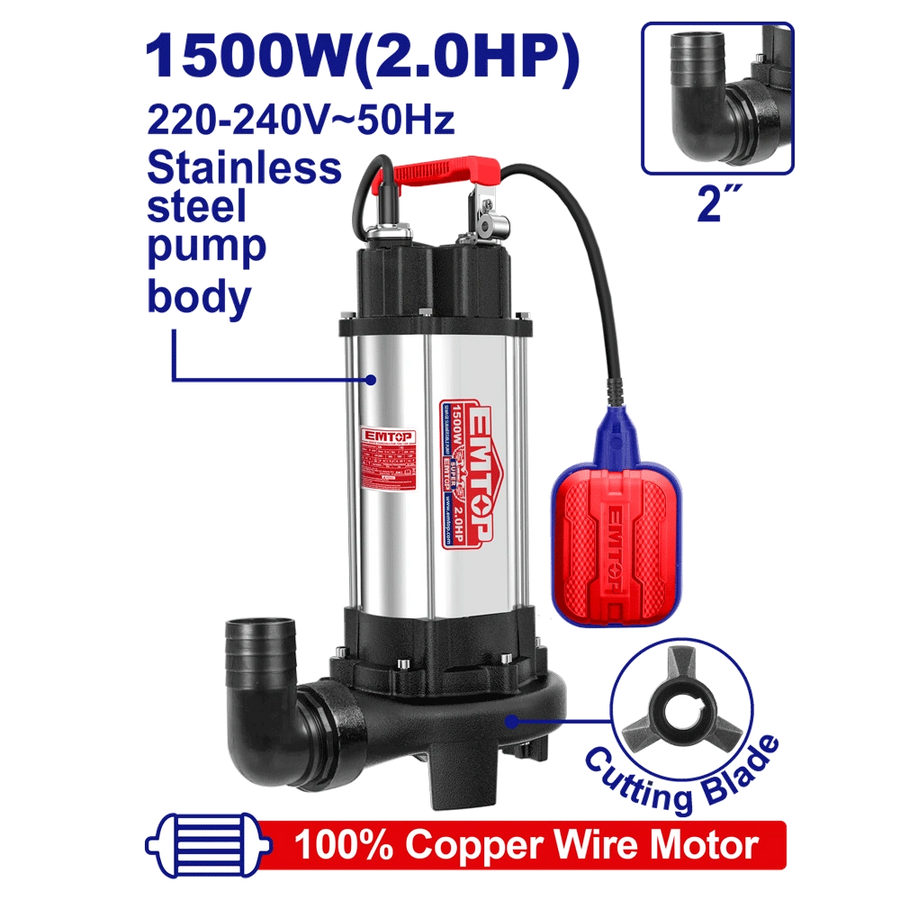 Pompe sub 2″2CV H14.5M 350L/MIN EMTOP EWPPQD15001