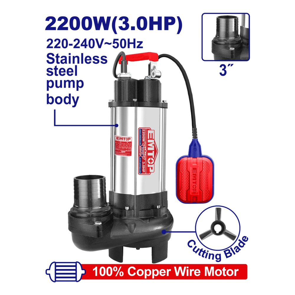 Pompe sub 3″3CV H13M 633L/MIN EMTOP EWPPQD22001