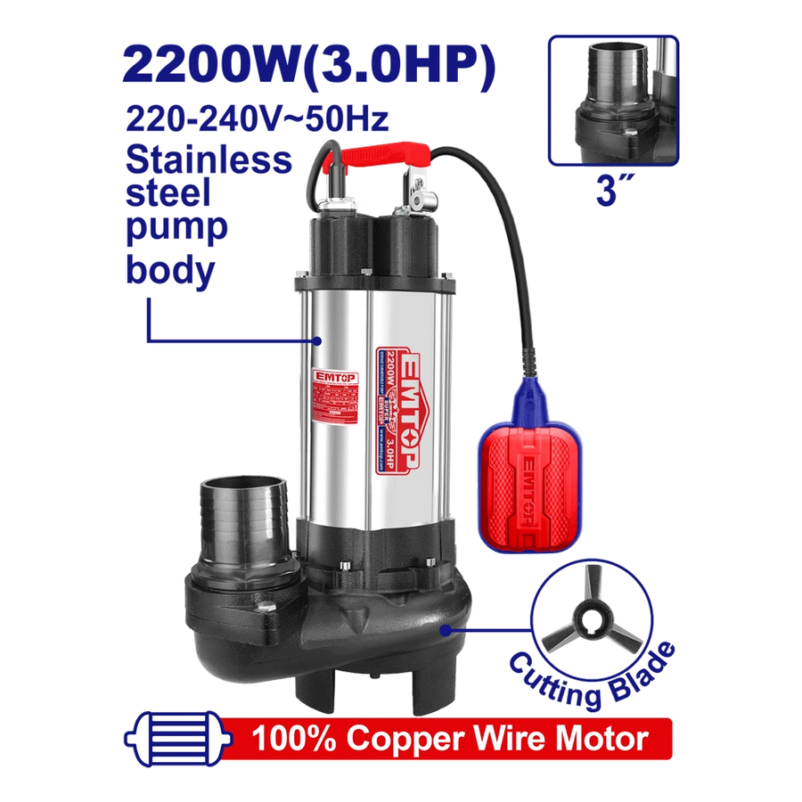 Pompe sub 3″3CV H13M 633L/MIN EMTOP EWPPQD22001