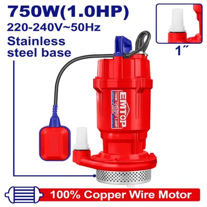 Pompe submer 1″1CV H32M 120L/MIN EMTOP EWPPS07501