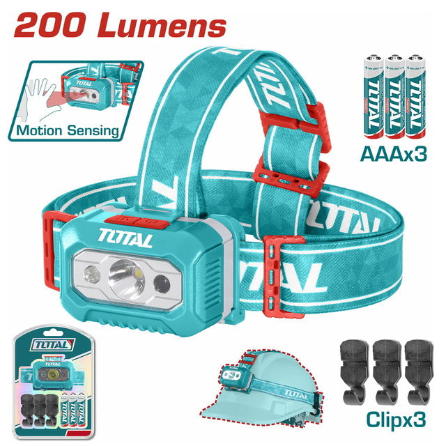 Lampe frontale LED pro TOTAL THL013AAA6 puissance 200 lumens portée 91m