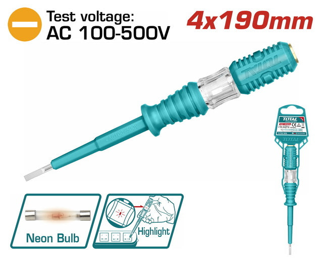 Tournevis testeur THT291908 AC 100 à 500 v 4x190 mm ampoule néon