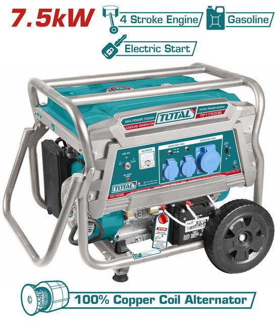 Groupe électrogène 7500W essence gaz TOTAL chantier TP175006
