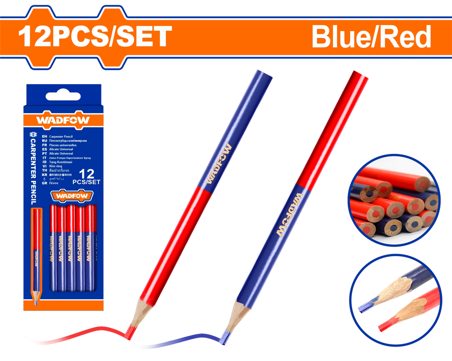 WADFOW crayon rouge 9 bleu 12 pcs WMQ2512