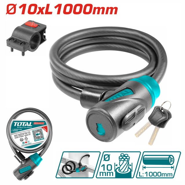 Antivol vélo câble 10x1000mm TOTAL clé TBK11010