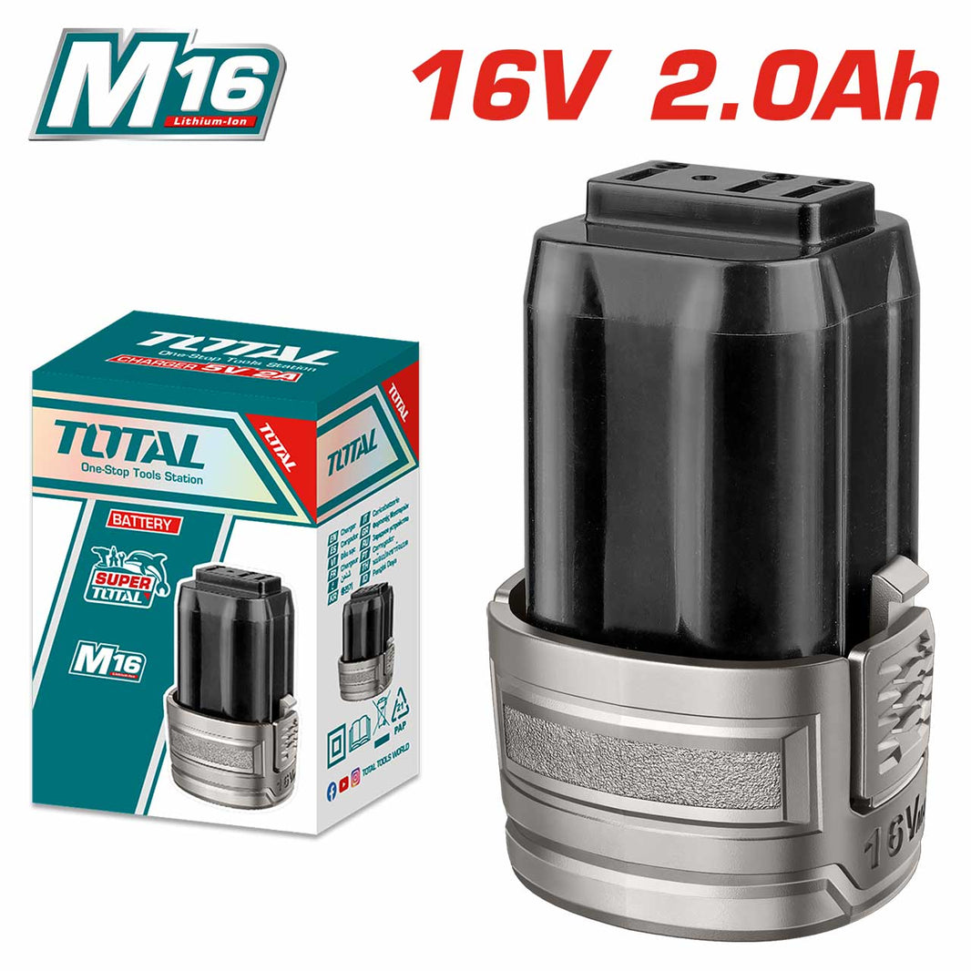 Batterie lithium ion 16V 2Ah pour série M16 TOTAL tools TFBLI1620 haute performance