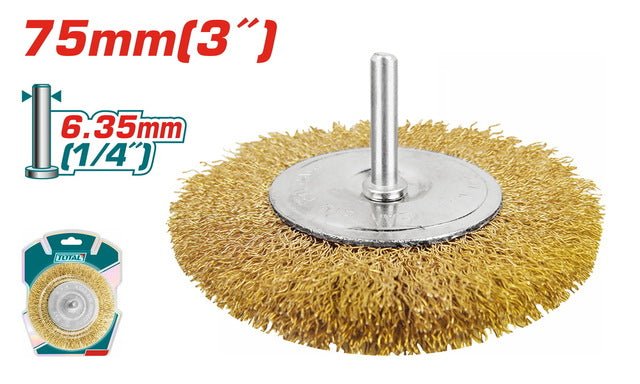 Brosse métallique circulaire 75 mm TOTAL décrasser TAC34031 puissance fiabilité