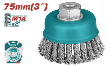 Brosse torsadée à fil 75 mm M14x2 planage et décapage TOTAL TAC32031