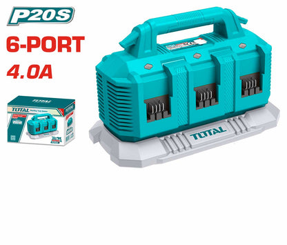 Chargeur batterie 6 ports 4Ah 20V TOTAL recharge TFCLI2064 puissant et fiable