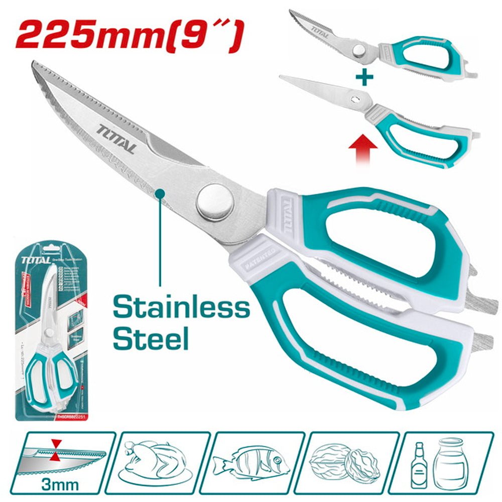 Cisailles démontables 225 mm en acier inoxydable poignées ergonomiques THSCRS822251