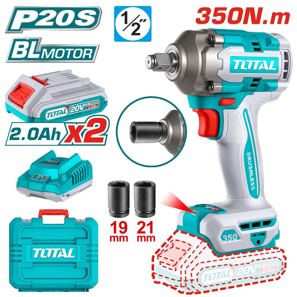 Clé à choc brushless 20V 350 nm 1/2 pouce TIWLI2035 TOTAL