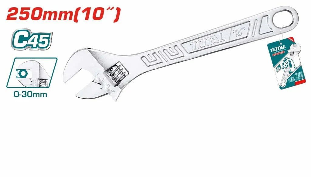Clé à molette réglable 250 mm 10 pouces TOTAL tools C45 THT1010103