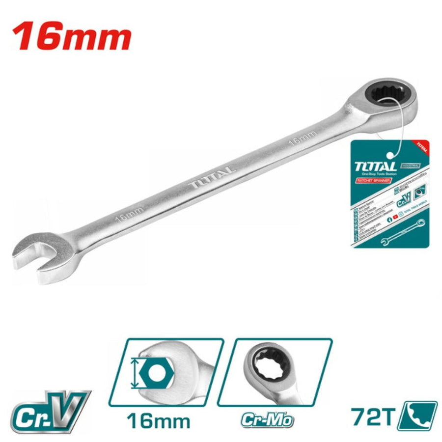 Clé mixte à cliquet 16 mm TOTAL serrage TCSPAR161