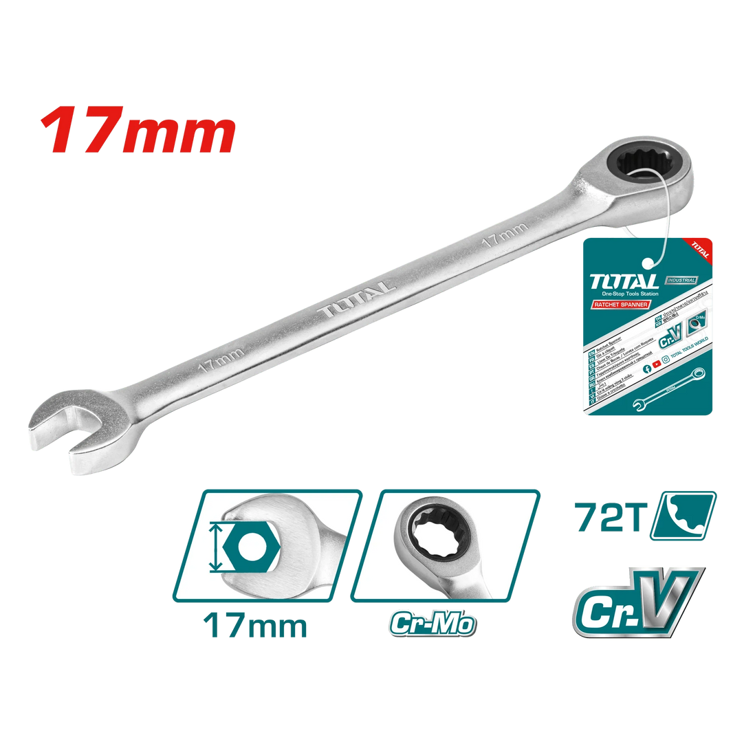 Clé mixte à cliquet 17 mm robuste TOTAL TCSPAR171