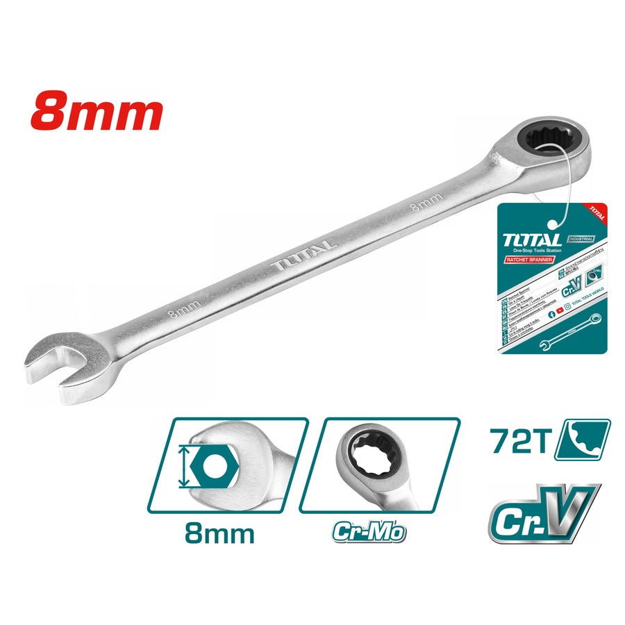 Clé mixte à cliquet 8mm TOTAL TCSPAR081 robuste