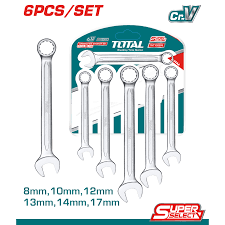 Clés mixtes TOTAL jx 6 pièces 8 à 17 mm CrV THT102266