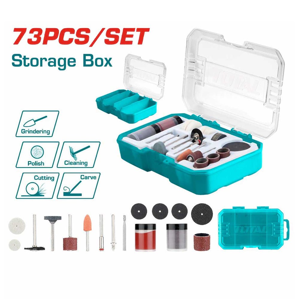 Coffret accessoires 73 pièces TOTAL minioutils rotatifs TAKMG7072
