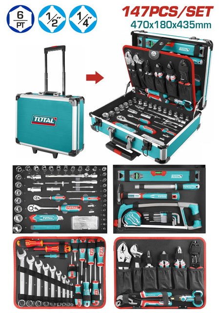 Coffret outils professionnel 147 pièces TOTAL THKTHP21476