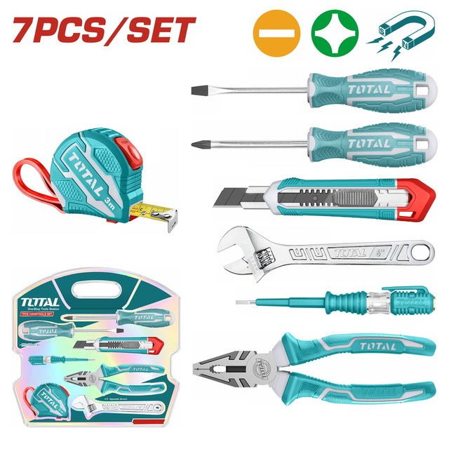 Coffret outils TOTAL 7 pièces THKTHP90076 mallette rigide pour bricolage domestique et maintenance