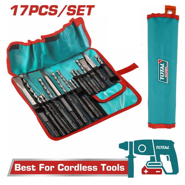 Coffret SDS plus 17 pièces TOTAL1 pour marteau perforateur TACSD91701