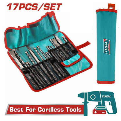 Coffret SDS plus 17 pièces TOTAL1 pour marteau perforateur TACSD91701