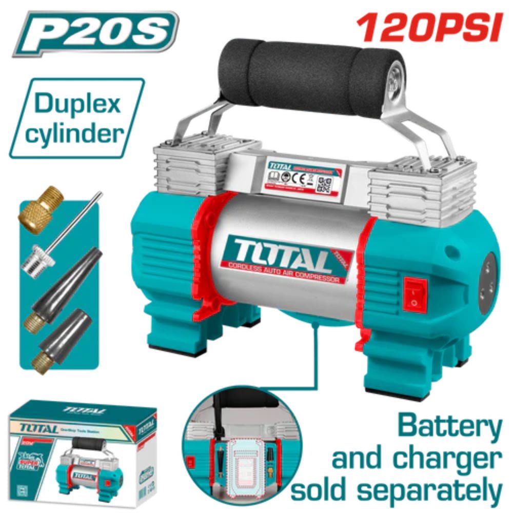 Compresseur portable sans fil TOTAL P20S duplex cylinder 120 psi TACLI2026