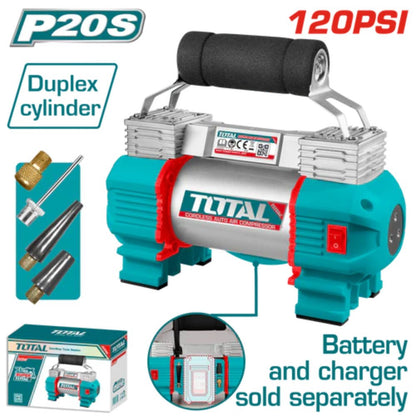 Compresseur portable sans fil TOTAL P20S duplex cylinder 120 psi TACLI2026