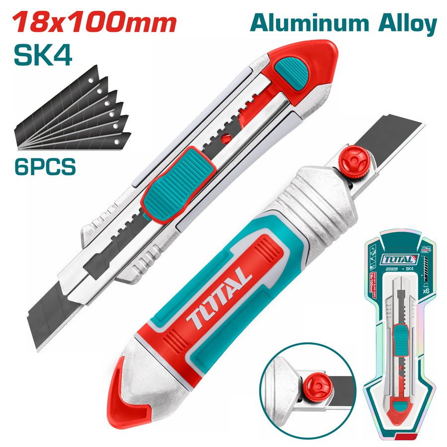 Couteau cutter 100mm double lame sécable professionnel 6 pièces TOTAL TG5121806