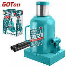 Cric bouteille hydraulique 50 tonnes TOTAL avec corps en acier renforcé THT109502