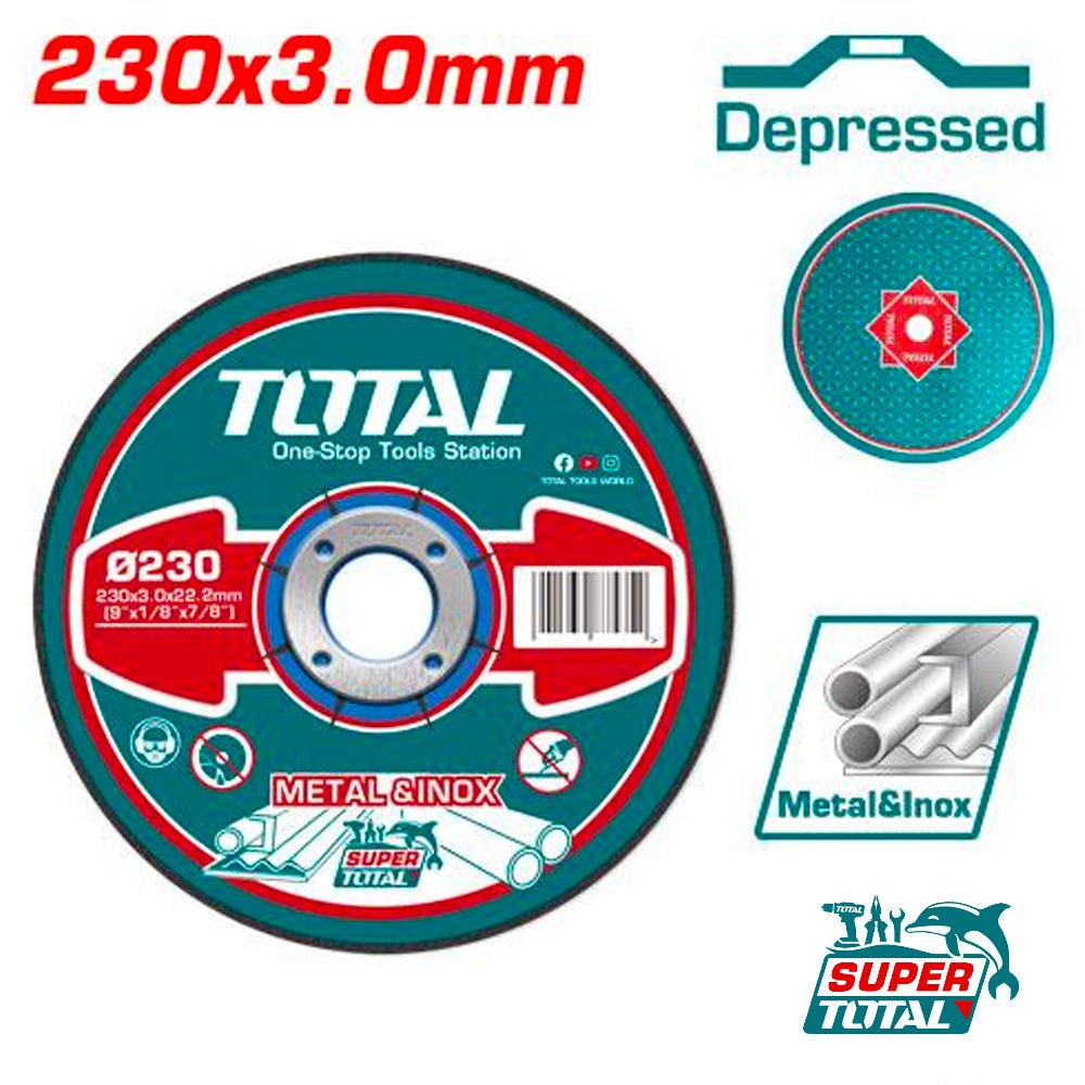 Disque tronçon 230 mm 3 mm pour métal Inox TOTAL puissance et fiabilité Tac2212301ha