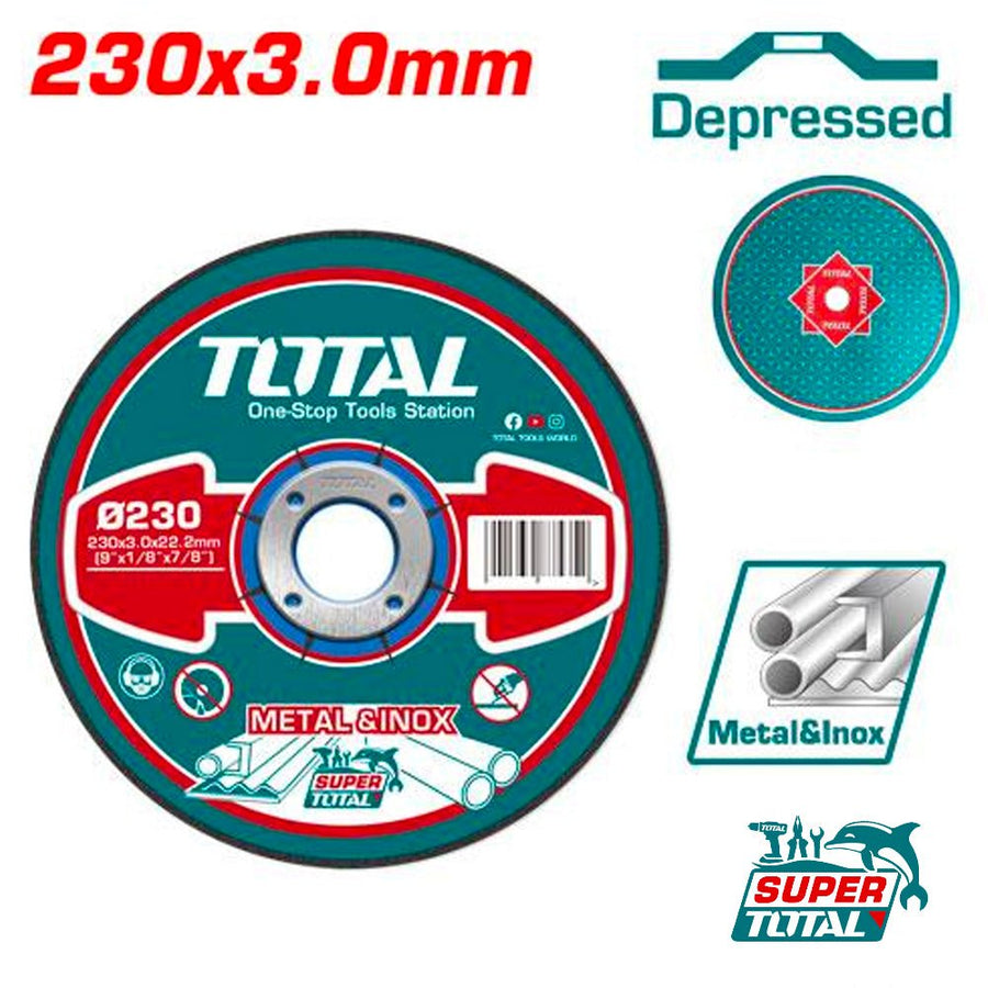 Disque tronçon 230 mm 3 mm pour métal Inox TOTAL puissance et fiabilité Tac2212301ha