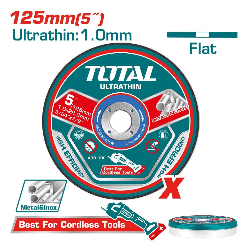 Disque tronçon TOTAL 125 mm ultrathin 1,0 mm alésage 22,2 TAC21012525