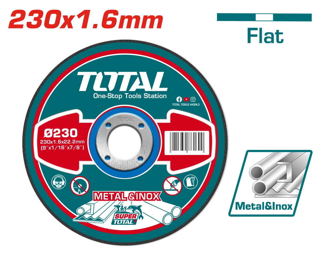 Disque tronçonner TOTAL métal et Inox diametre 230 mm epaisseur 1,6 mm TAC2162301