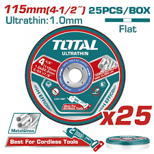 TOTAL tools disques découpe Inox 115X22,2X1 pour métal 25 pièces TAC11011525