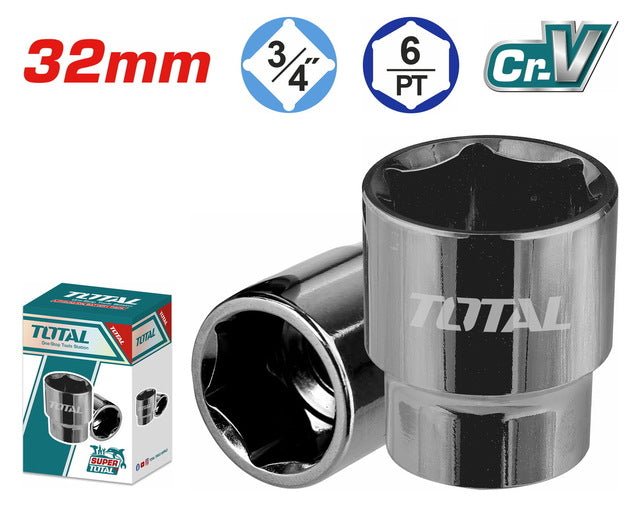 Douille hexagonale 32 mm 3/4 drive CrV TOTAL usage pro THHAST34321