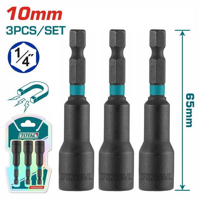 Écrous magnétiques 10 mm TOTAL 3 pièces set fixation rapide TAC271031