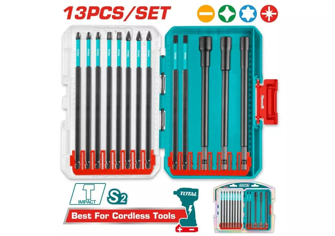 Embouts longs magnétiques 150mm TOTAL set 13 pièces TacSDL01306